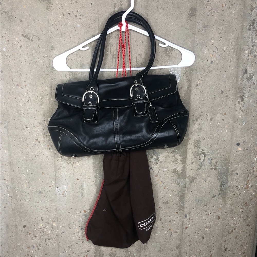 Coach Black 2 Buckle Soho Satchel